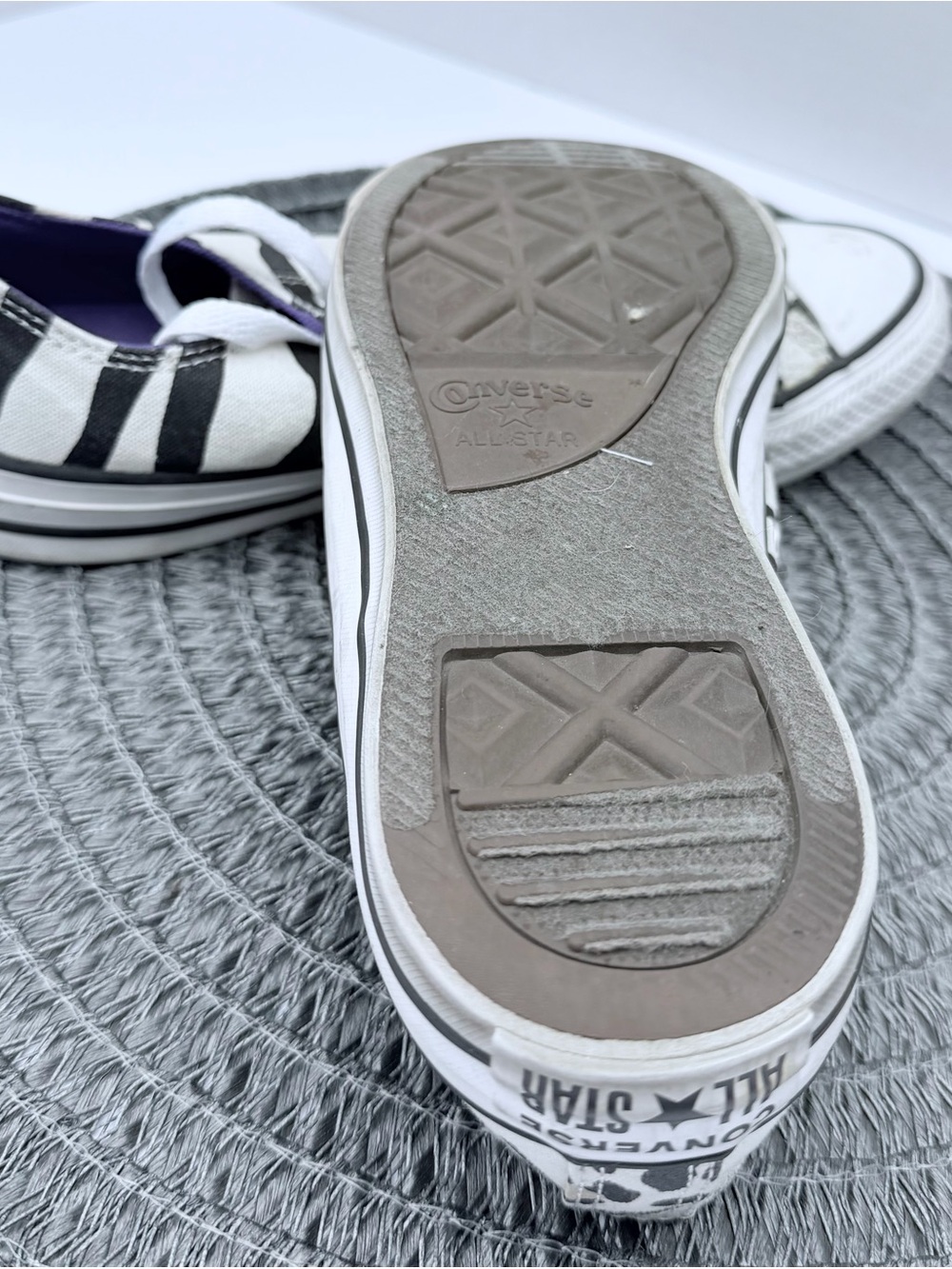 Converse Low-Top  Tiger Canvas Sneakers in Black, White & Purple - Picture 3 of 7